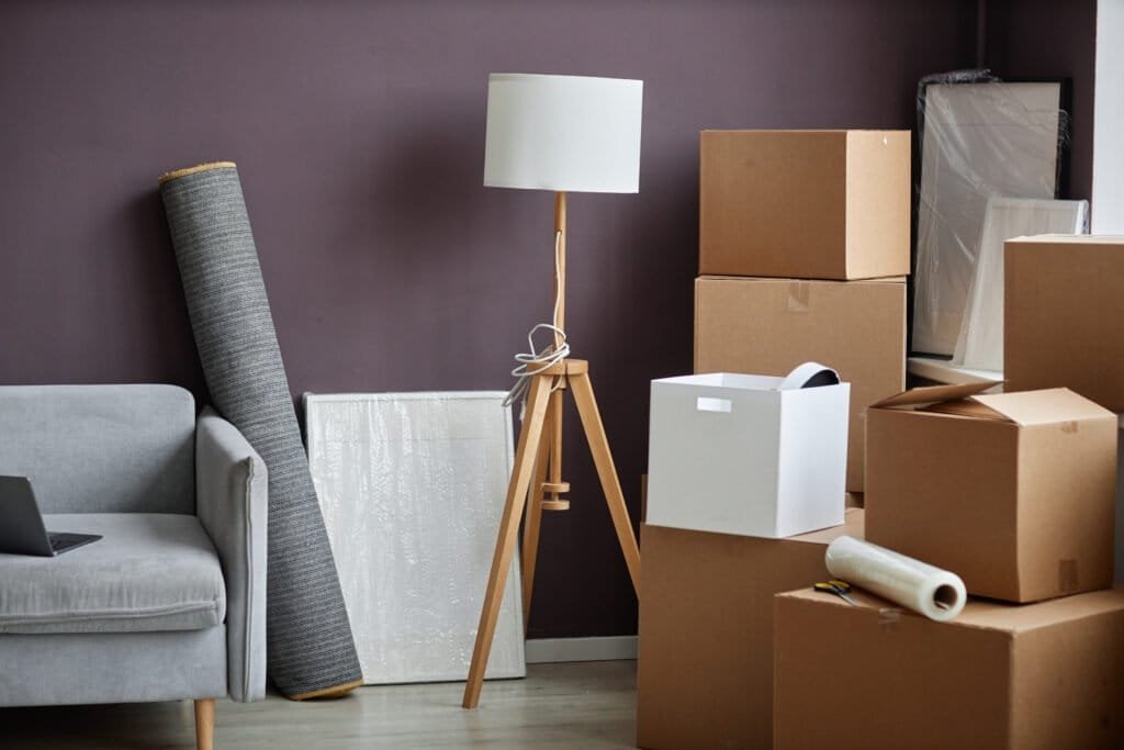 Packed cardboard boxes for relocation
